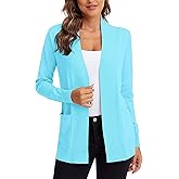 Urban CoCo Women's Lightweight Open Front Knit Cardigan Sweater Long Sleeve with Pocket