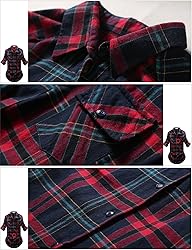Match Womens Button Down Flannel Plaid Shirts roll