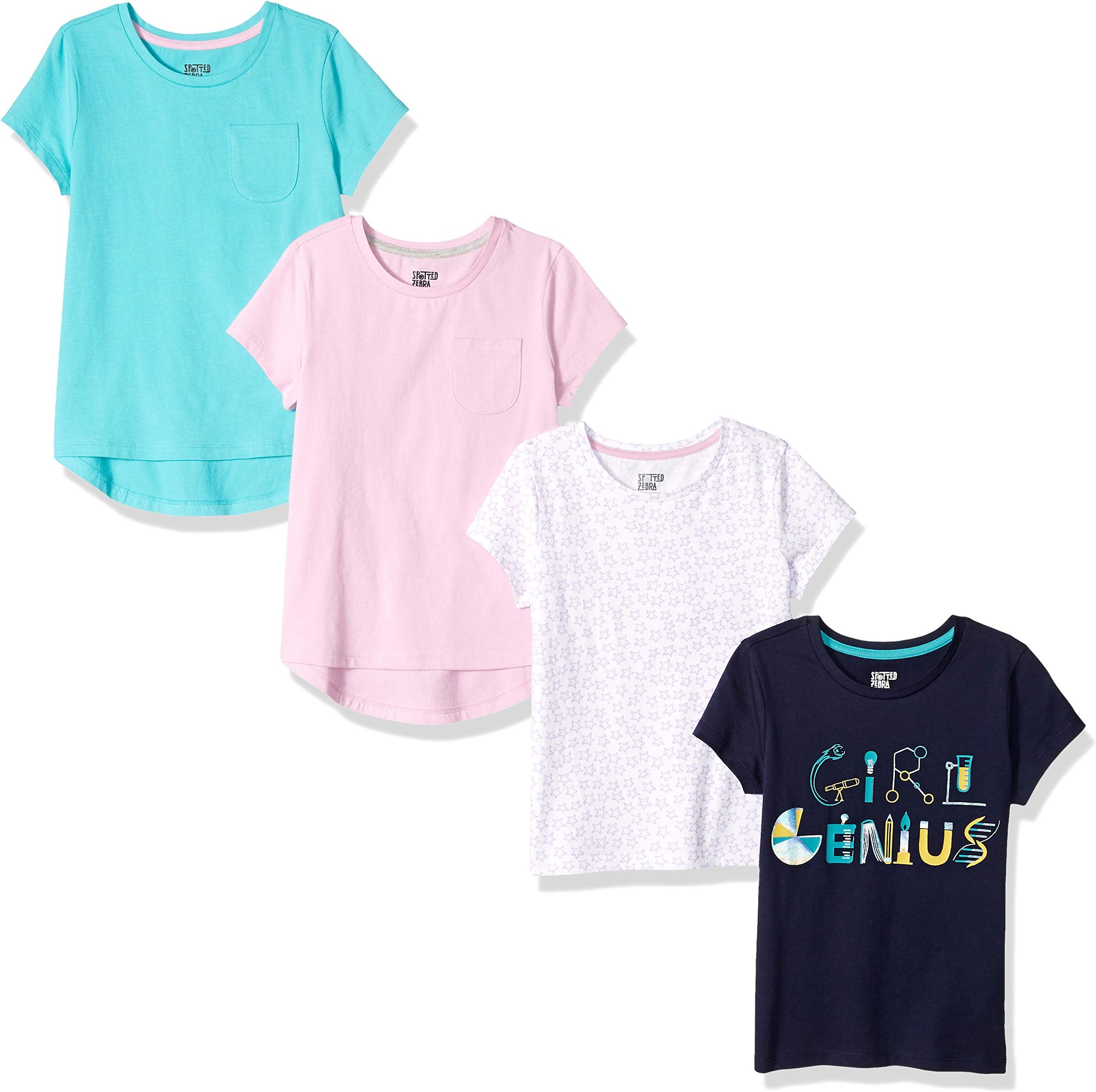 Spotted Zebra Girls and Toddlers' Short-Sleeve T-Shirts, Multipacks