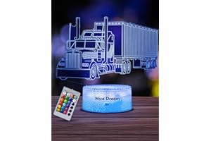 Nice Dream Tractor Night Light for Kids, 3D Illusion Night Lamp, 16 Colors Changing with Remote Control, Room Decor, Gifts fo