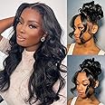 360 Body Wave Lace Front Wigs Human Hair Glueless Wigs Human Hair Pre Plucked with Baby Hair 180% Density Brazilian Virgin Hair Body Wave HD Lace Wigs for Women Natural Color 24Inch