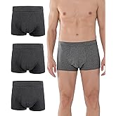 IRISMORII Mens Incontinence Underwear Washable Leak and Odor Protection 60ml Absorbency Covered Waistband Boxer Briefs 3 Pack (3 Dark Gray, XL)
