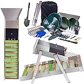 3 in 1 Highbanker Gold Panning Kit, Deformable 50" Folding Gold Sluice Box, Portable Mining Equipment for Adults, 34pcs Includes Gold Pan, Classifier Screen, Magnet, Backpack &amp; Accessories