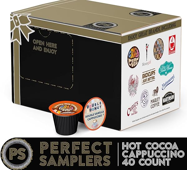 CRAZY CUPS CAPPUCCINO & HOT CHOCOLATE VARIETY PACK, INCLUDING FLAVORED HOT CHOCOLATE & CAPPUCCINO COFFEE FOR KEURIG K CUP MACHINES, COFFEE GIFT SET, HOT CHOCOLATE GIFT SET, 40 COUNT(PACK OF 1)
