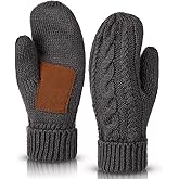 Coume Women Mittens Winter Gloves Cozy Thick Knitted Gloves Warm Soft Lining Cold Weather Mittens Gifts