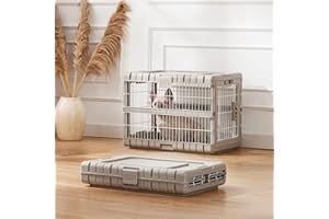 ZOMISIA Foldable Dog Crate for Medium Dogs - 28" L Collapsible Dog Kennel No Tools Required with 4 Sides Steel Cage for Dogs Indoor, Portable Carrier with 2 Smooth Wheels for Travel