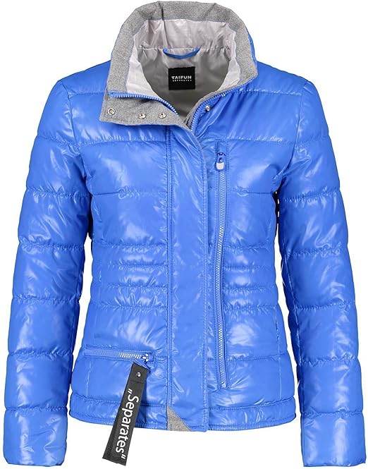 Taifun Women's Quilted Jacket with Zip Details, Tailored Cobalt Blue 38