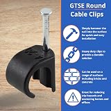 GTSE Round Black Cable Clips 7-10 mm Box of 100 Skirting Wire Nail Clips view 2