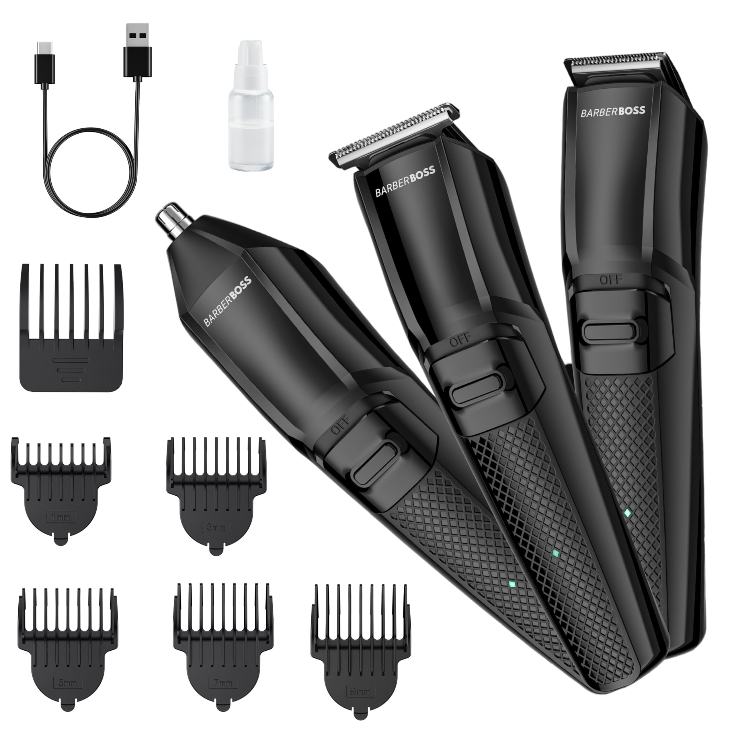 Barberboss Hair & Beard Clipper for Men: Ultimate Face & Nose Precision Trimmer, Men’s All-in-One Hair Groomer, Advanced Hair & Beard Men’s Trimmer, Cordless Beard & Hair Grooming Kit