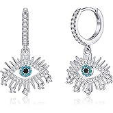 Gold Huggie Hoop Earrings, S925 Sterling Silver Post Dangle Hoop Earrings Hypoallergenic 14K Gold Plated Small Hoop Earrings with Charms Cross Bee Snake Evil Eye Star Huggie Earrings for Women