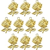 COGCHARGER 10 Pcs Rose Flower Charms for Jewelry Making Stainless Steel Pendants for DIY Necklace Bracelet Earrings Jewelry Accessories