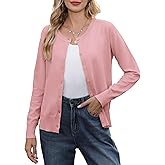 Bettysays Women's Lightweight Button Down Cardigan Casual Long Sleeve Crew Neck Soft Knit Cardigans Sweater