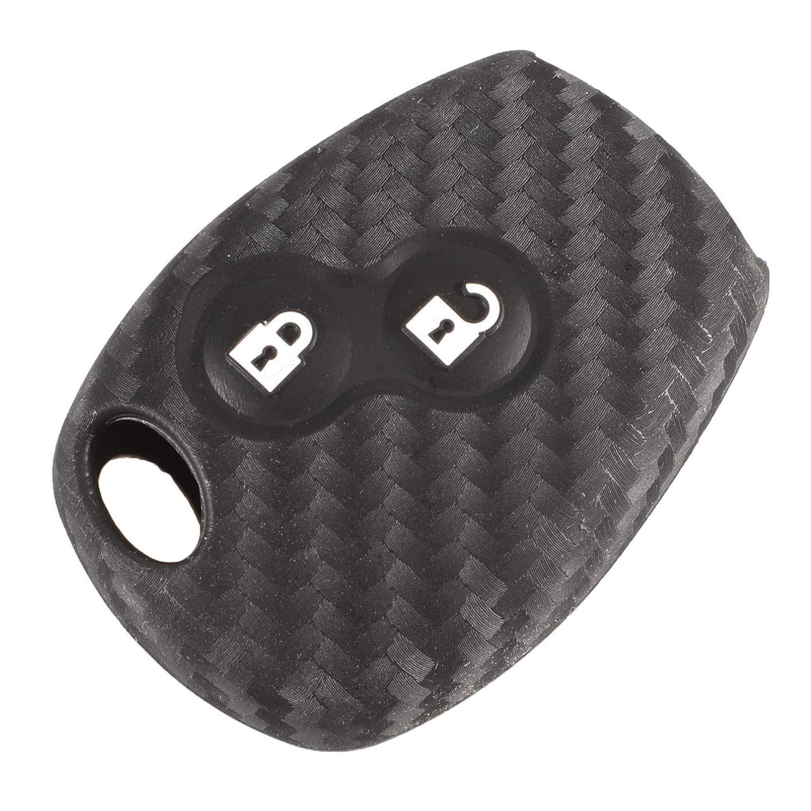 Car Key Fob Cover Compatible with Renault , Carbon Fiber Silicone Case Protection Pouch 2 Buttons Compatible with Renault Dacia Modus Laguna Megane Clio 3 Twingo Kangoo 2 Remote (2 Buttons)