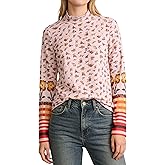 synound Women's Waffle Knit Tops Thumb Hole Floral Cuffs Long Sleeve Shirts Casual Crew Neck Slim Fit Pullover Shirts