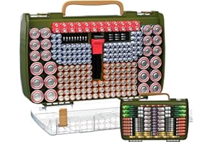 ALCYON Large Capacity 269 Battery Organizer Storage Case with Tester, Double-Side Battery Holder Container for AA AAA AAAA C D 9V Lithium 3V CR123 CR2032 CR1632 18650 Batteries(Box Only) (Green)