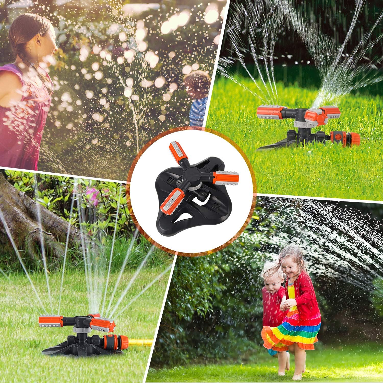 Apas Garden Sprinkler, Automatic Lawn Water Sprinkler 360 Rotating Adjustable Garden Water Sprinkler Irrigation System, Garden Hose Sprinkler for Yard : Garden & Outdoor