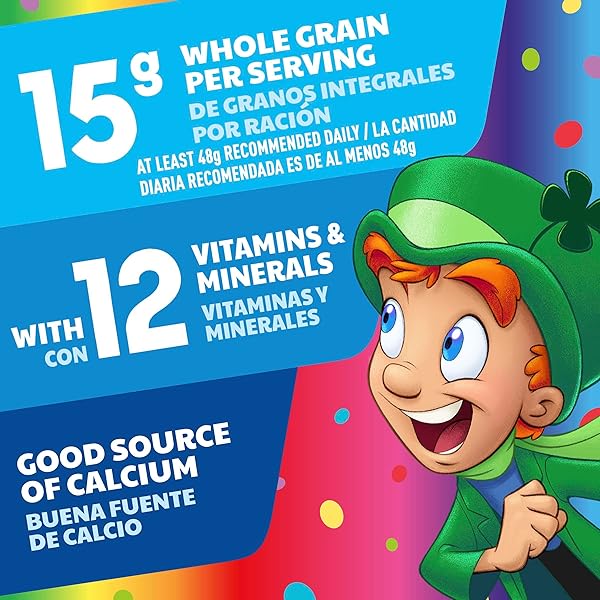 LUCKY CHARMS RAINBOW SPRINKLES CEREAL WITH MARSHMALLOWS, BIRTHDAY CAKE FLAVOR, KIDS BREAKFAST CEREAL MADE WITH WHOLE GRAIN, FAMILY SIZE, 18.4 OZ