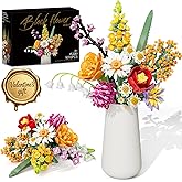 Flowers Bouquet Building Set, 1070PCS Wildflower Botanical Collection, Artificial Plant Flower Kit Toy for Adults Kids Women Her, Home Decor Gift for Birthday, Christmas, Valentines(No Vase)