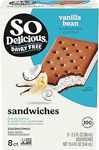 So Delicious Dairy Free Coconut Milk Frozen Dessert Sandwich, Vanilla Bean, Vegan, Non-GMO Project Verified, 8 Pack