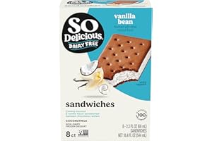 So Delicious Dairy Free Coconut Milk Frozen Dessert Sandwich, Vanilla Bean, Vegan, Non-GMO Project Verified, 8 Pack