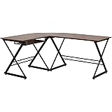 Flash Furniture Teakwood Laminate L-Shape Computer Desk with Pull-Out Keyboard Tray