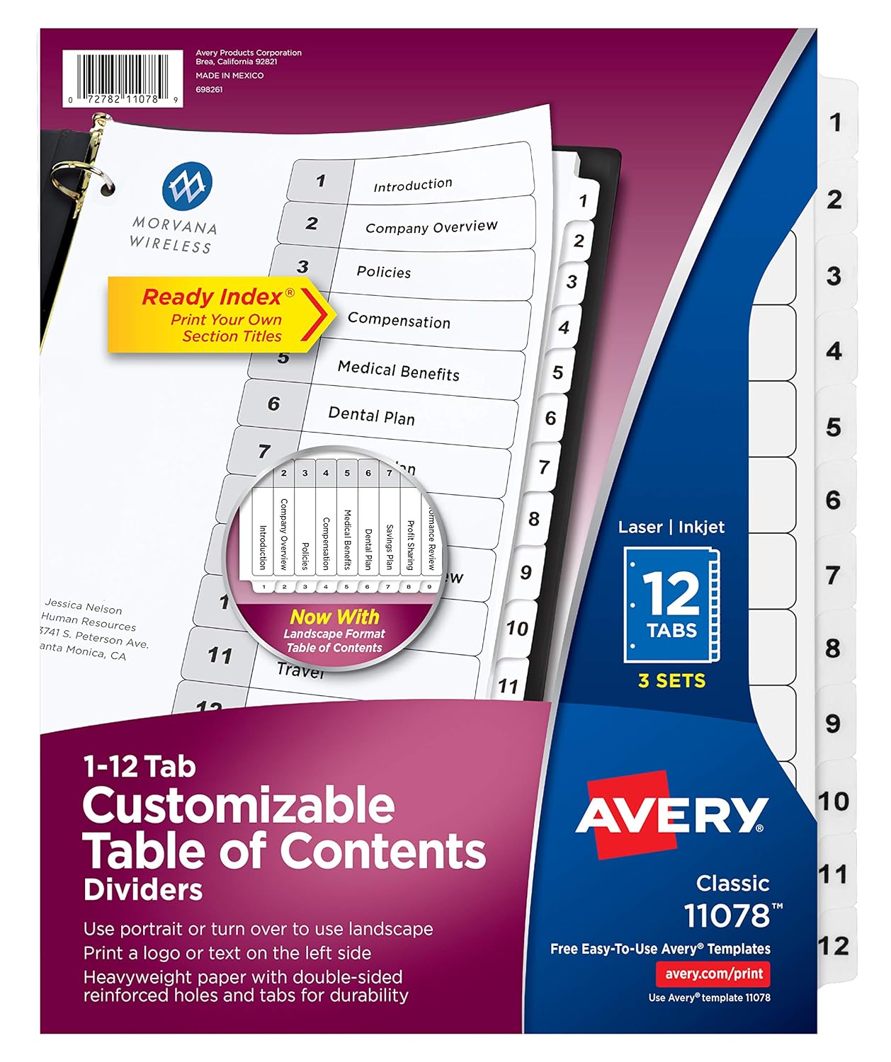 Best Avery Customizable Table Of Contents Dividers, 12-Tab Set 11843