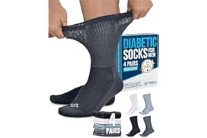 Doctor's Select Diabetic Socks Men - 4 Pairs Crew Diabetic Neuropathy Socks for Men | Diabetic Socks for Men 9-12