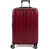 DELSEY Paris Titanium Hardside Expandable Luggage with Spinner Wheels, Black Cherry Red, Checked-Medium 25 Inch
