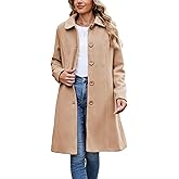 Springrain Womens Pea Coat Elegant Overcoat Single Breasted Winter Coat Dress Coat with Pockets