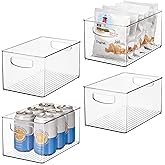 iDesign Stackable Clear Plastic Bin, 4-Pack | Kitchen Organizers and Storage, For Fridge and Pantry