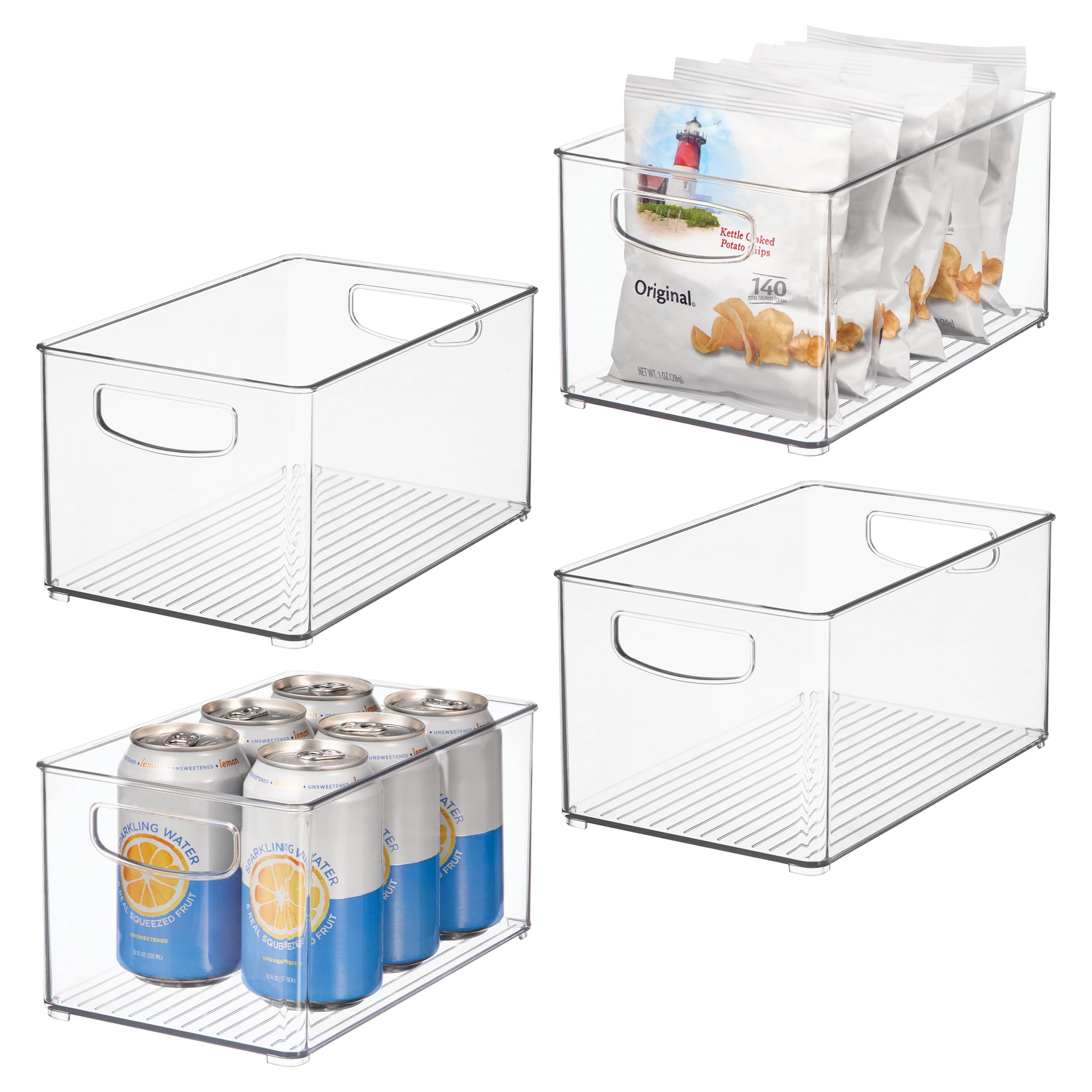 iDesign Stackable Clear Plastic Bin - Kitchen Organizers and Storage for Fridge and Pantry, 4-Pack Image