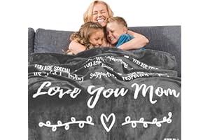 FILO ESTILO Mothers Day Gifts for Mom Blanket, Birthday Gifts from Daughter or Son, Snuggly Soft Cozy Mother's Day Throw Blankets, 60x50 Inches (Grey, Fleece)