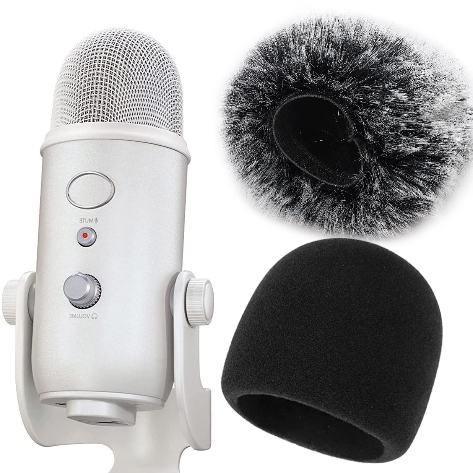 YOUSHARES Anti-Pop Foam Filter in Windshield Fur for Blue Yeti Microphone, Blue Yeti Pro Micro Anti Wind Cap (2 Packs)
