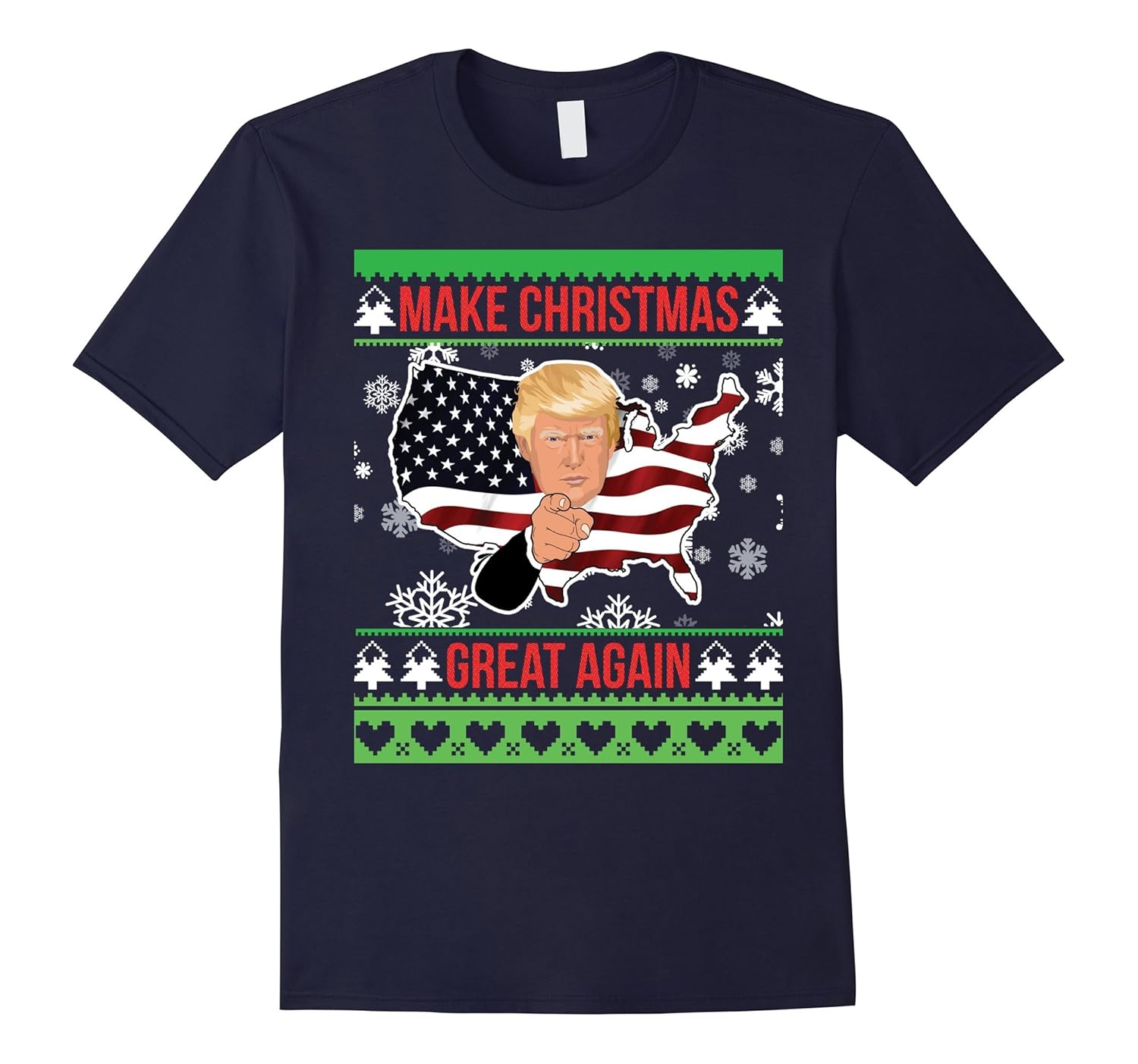 Make Christmas Great Again Ugly Sweater Donald Trump X mas-FL