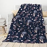 Possum Blanket Opossum Throw Blanket | Opossum Lovers Gift for Boys Girls | Floral Opossum Animal Gift Idea Home Decor for Couch Bed Sofa | Cute Possum Gifts for All Seasons,40"x50" for Kids