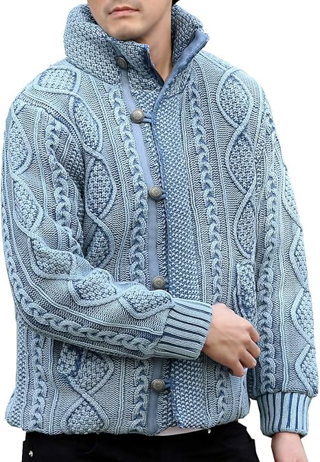 Amazon エン Enn メンズ インディゴ ケーブル編み ニット ショート丈 中綿 ブルゾン サックス M コート ジャケット 通販