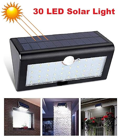 KAAS 6W 30 LED Solar Wireless Security Motion Sensor Outdoor Wall Light