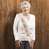 Leixi 50th Birthday Sash & Rhinestone Tiara Set Gold 50 Fabulous Gift view 5