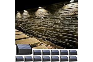 Yivsen Solar Fence Lights, Warm White & RGB Fence Lights Outdoor Step Lights Outdoor Waterproof LED Solar Lighting for Outside, Backyard, Patio, Deck, Stair Handrail, Pool and Wall(12 Pack,Black)