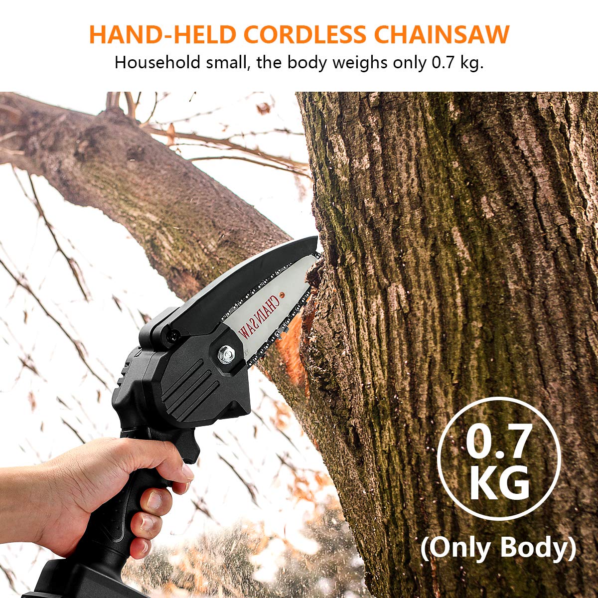 APROTII Mini Chainsaw, 4-Inch 24V Cordless Electric Portable Chain Saw ...