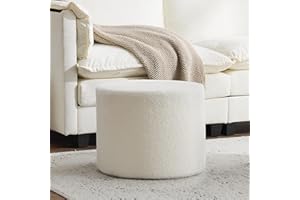 Bezseller Soft Boucle Pouf Ottoman, Comfortable Foot Rest, Full Foam Filling Footstool for Living Room, Bedroom, Lightweight Comfort and Charm Floor Poof Seating Perfect to Rest Your Feet, Beige