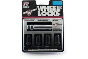 Gorilla Automotive 21631BC Black Chrome Small Diameter Wheel Locks (12mm X 1.50 Thread Size)
