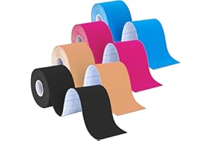 Kinesiology Tape, 4 Rolls Athletic Tape - Waterproof K Tape & Hypoallergenic Physio Tape Kinetic Tape, Sports Tape for Muscle