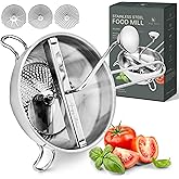 Ergonomic Food Mill Stainless Steel With 3 Grinding Discs - Rotary Food Mill for Tomato Sauce, Applesauce, Puree, Mashed Potatoes, Jams, Baby Food