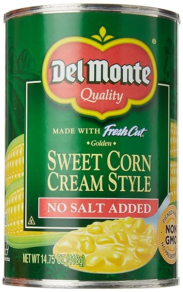 DEL MONTE CREAM STYLE SWEET CORN NO SALT ADDED, 14.75 OZ