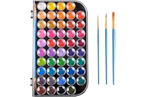 Upgraded 48 Colors Washable Watercolor Paint Set with 3 Brushes and Palette, Non-toxic Paints Sets for Kids, Adults, Beginner