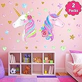 Unicorn Wall Decal,Large Size Unicorn Wall Sticker Decor for Gilrs Kids Bedroom Birthday Party
