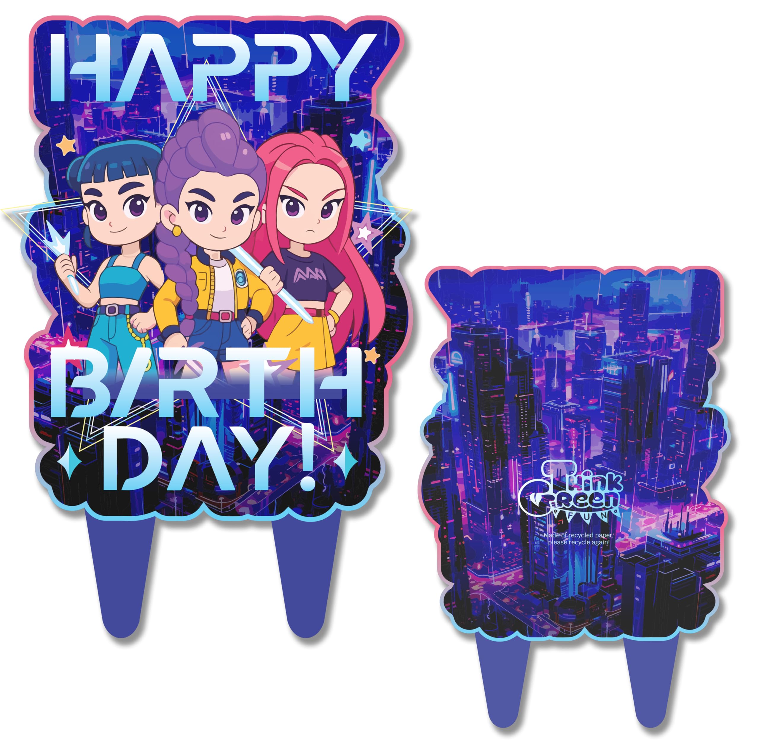 Kpop Anime Cake Topper Kids Girls Birthday Party Decor