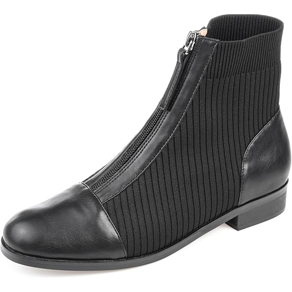 Journee Collection Women's Cadee Bootie – Combat Style, Vegan Leather, Tru Comfort Foam, 1.25" Heel