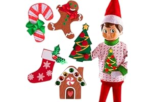 The Elf on the Shelf Sweater Set - Elf Boy or Girl Accessory with 5 Different Removable Decals Change Your Elves Costume Daily, Have Fun with Your Holiday Home Ugly Sweater Party- Officially Licensed